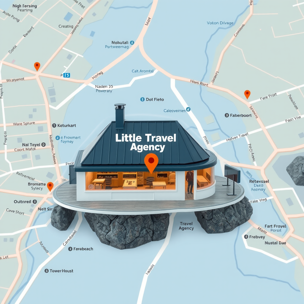 Map showing location of Little Travel Agency office at Osloveien 35, Askim, 1831, Norway with surrounding streets and landmarks